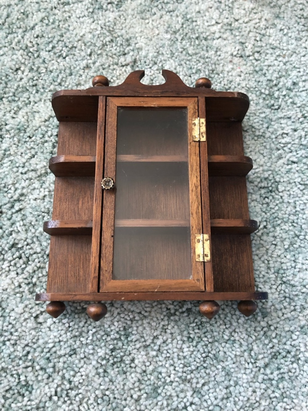Vintage Wooden Wall Display Curio Cabinet in Dark Brown
